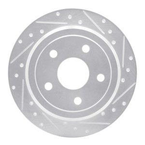 Jeep Wrangler Brake Rotor (1) - Rear Right - R1 Concepts - Drilled & Slotted - Silver - `07-`18